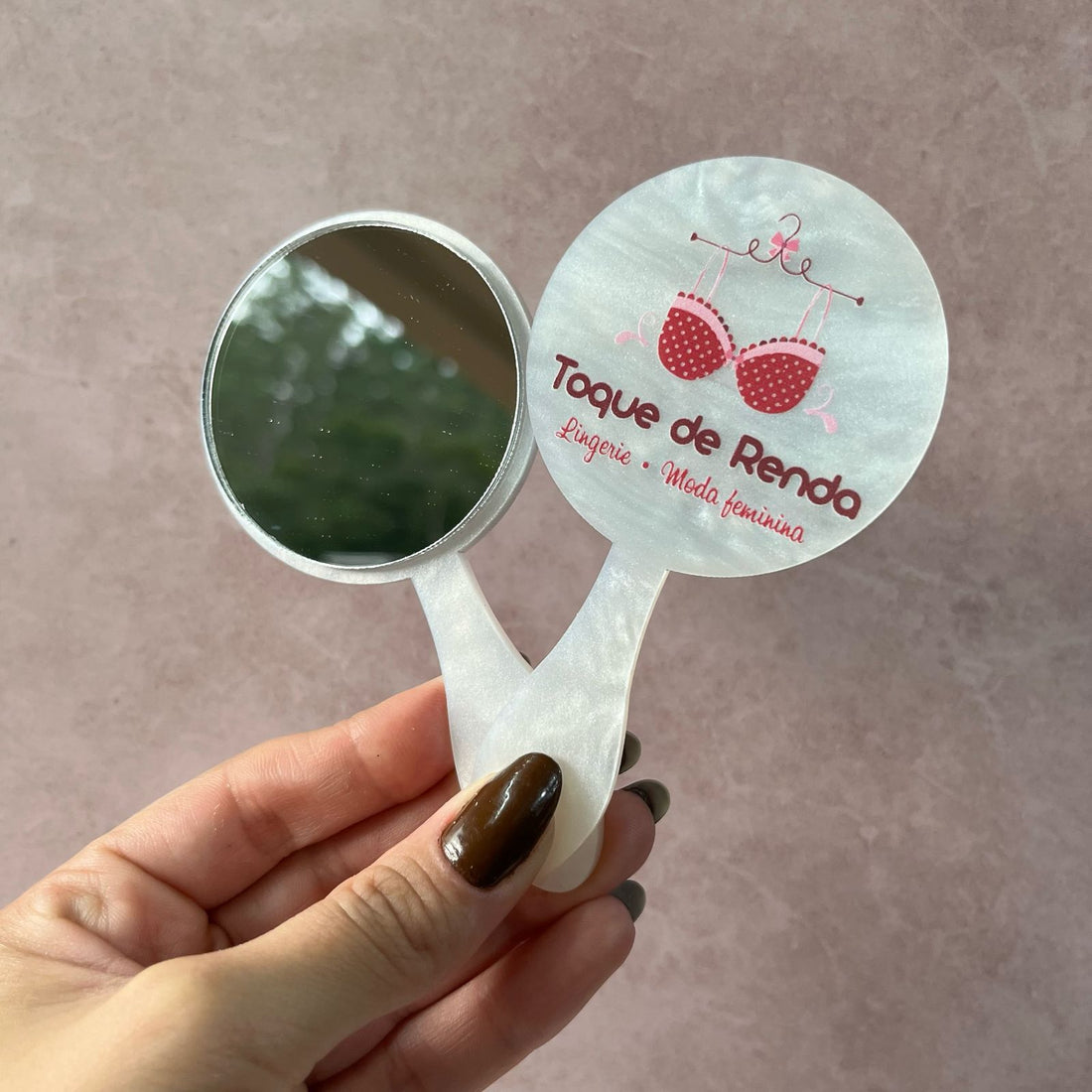 Mini espelho com cabo