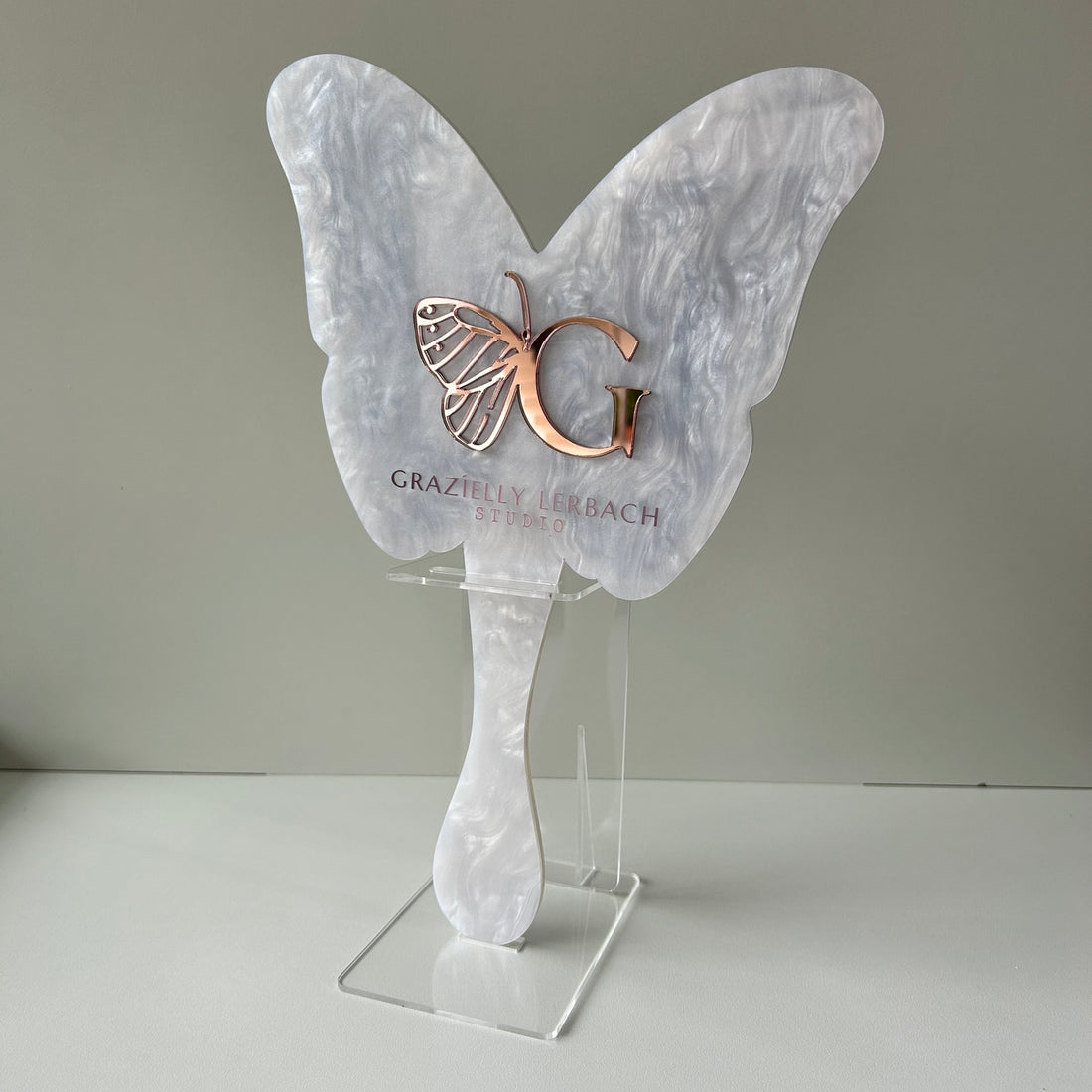 Espelho de mão Borboleta duplo com SUPORTE