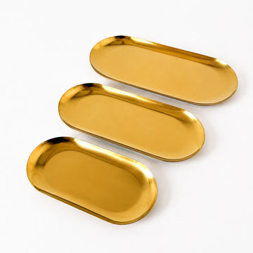 Bandeja Inox Oval - Kit com 3