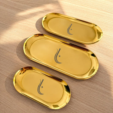 Bandeja Inox Oval - Kit com 3