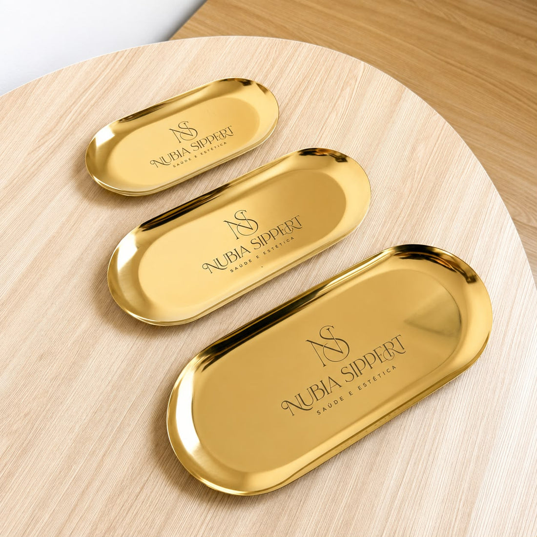 Bandeja Inox Oval - Kit com 3