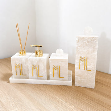 Kit Lavabo Premium: Saboneteira, Difusor, Porta-Escovas e Porta-Cotonetes